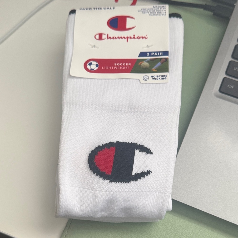 Champion White Athletic Over-the-Calf Soccer Socks